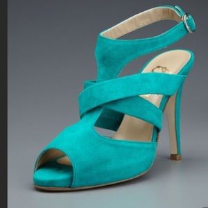 Butter Suede Bright Teal Strappy Heels